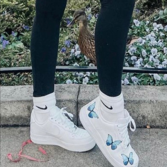 Nike AF1 Custom Blue Butterfly - Picture 1 of 12